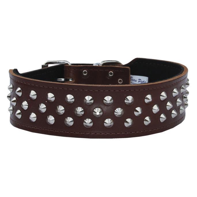 BEAU Pets Leather Staffy Studded Dog Collar