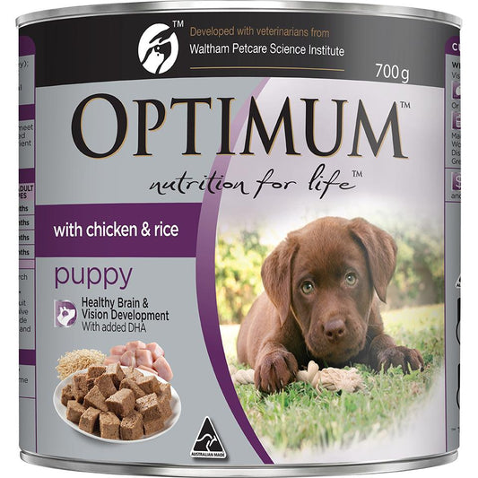 Optimum Puppy Chicken & Rice Wet Dog Food 700G