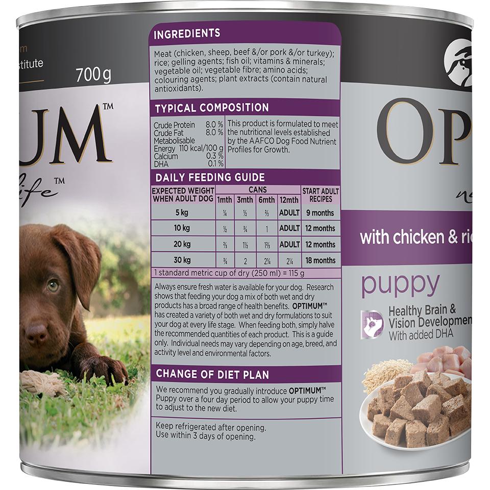 Optimum Puppy Chicken & Rice Wet Dog Food 700G