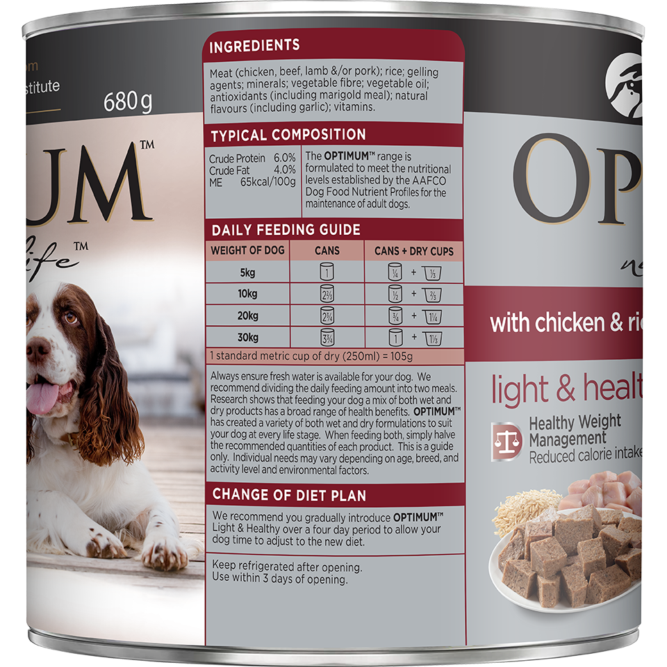 Optimum Weight Management Chicken and Rice Wet Dog Food
