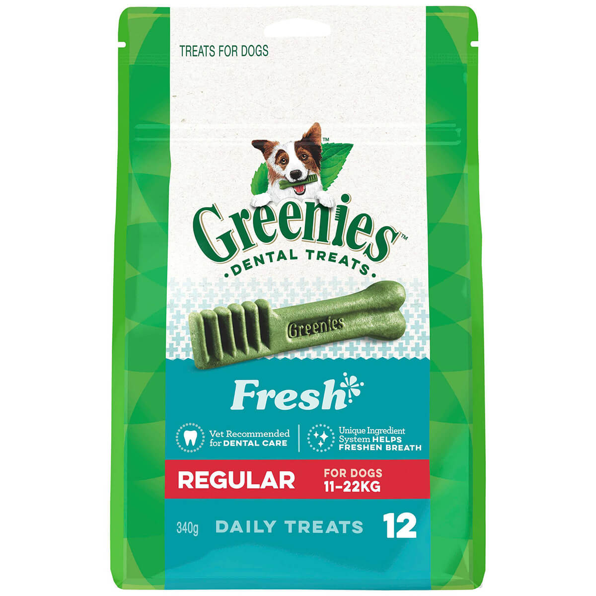 Greenies Freshmint Regular Dental Chews Dog Treats 340G