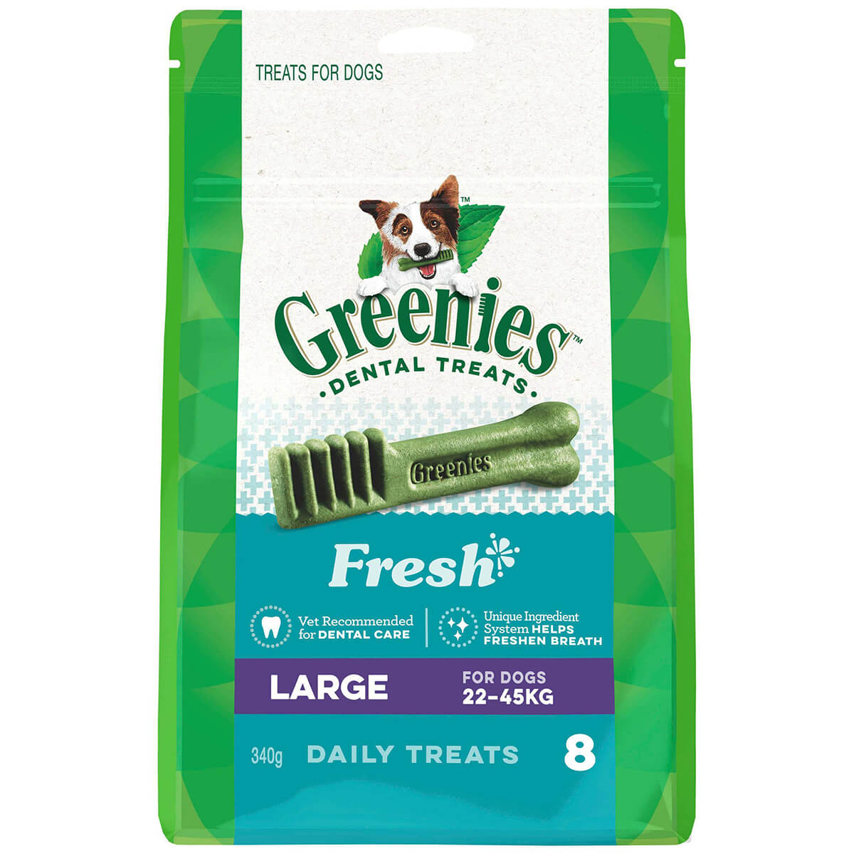 Greenies Freshmint Large Dental Chews Dog Treats 340G