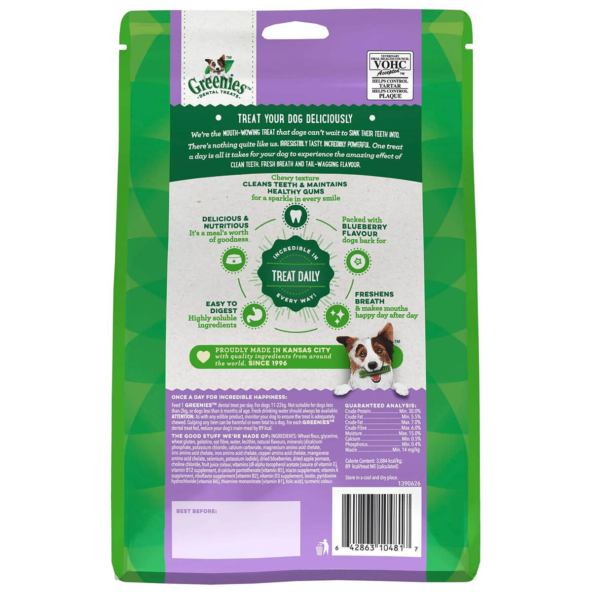 Greenies Blueberry Regular Dental Chews Dog Treats 340G