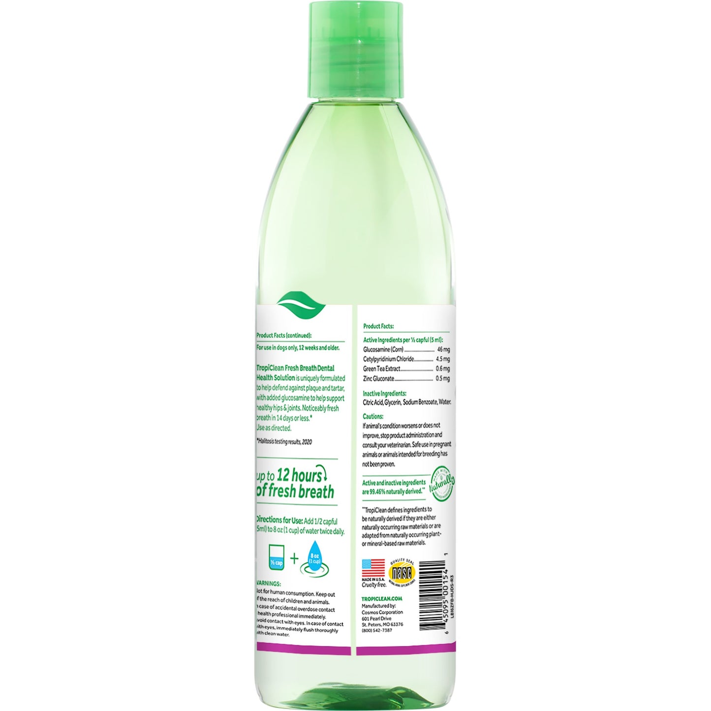 Tropiclean Fresh Breath Solution Water Additive Plus Hip & Joint 473ml