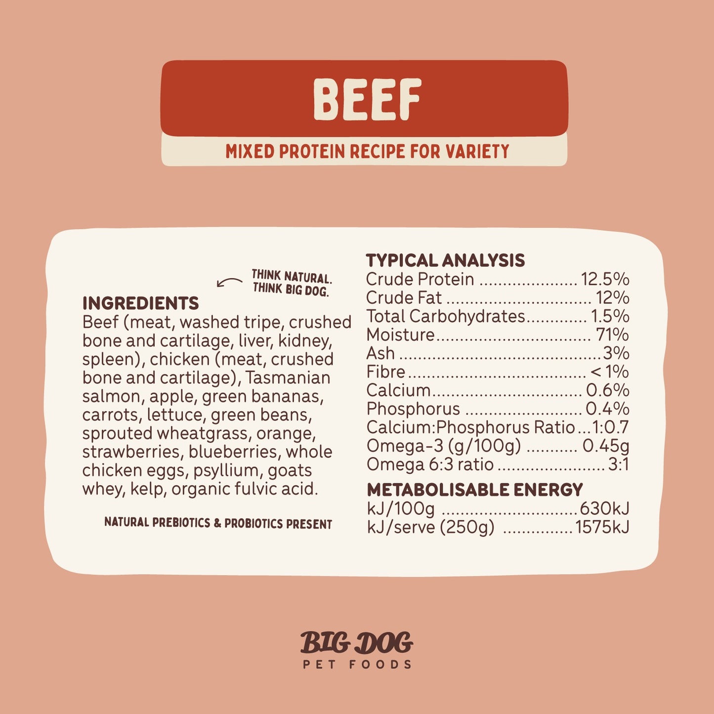 Big Dog BARF Beef Raw Dog Food