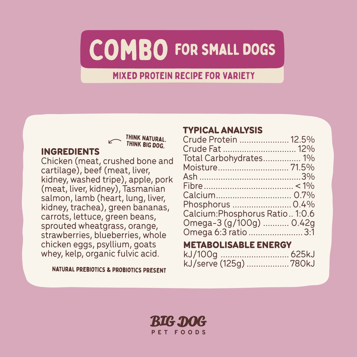 Big Dog BARF Small Dog Combo Raw Dog Food