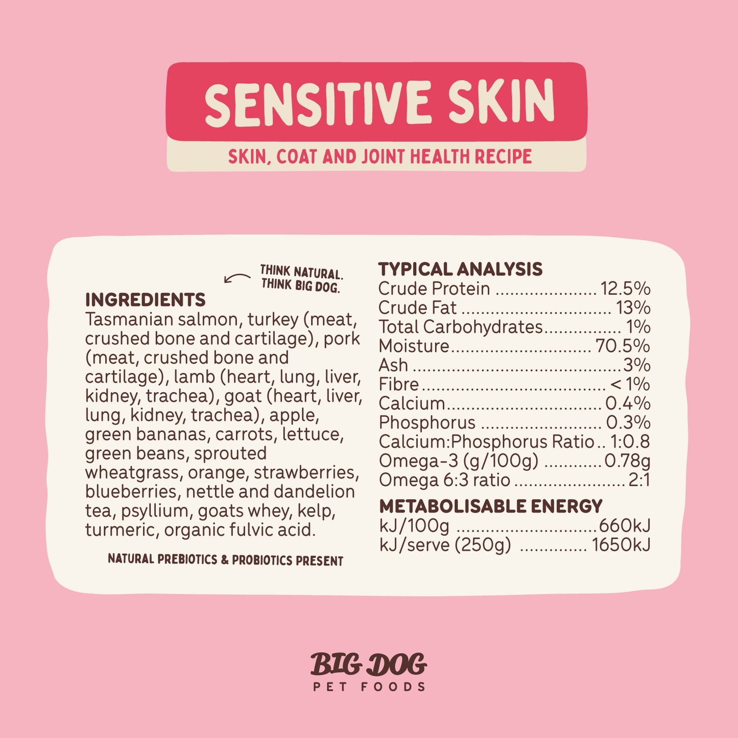 Big Dog BARF Sensitive Skin Diet Raw Dog Food