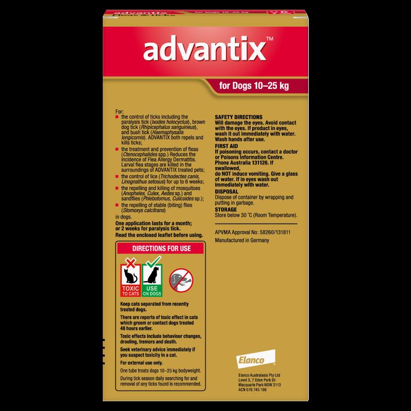 Advantix Flea & Tick Treatment 10-25kg Dog