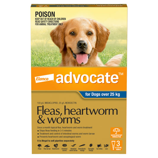 Advocate Blue Spot-On Flea & Worming Treatment 25kg+ Dog