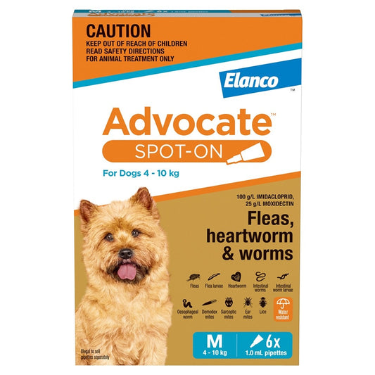 Advocate Medium Breed 4-10kg Flea & Worming Spot-On Dog Treatment