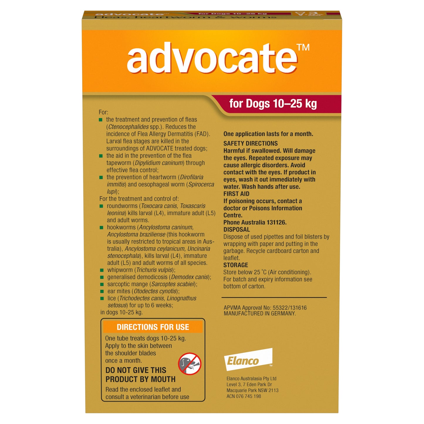 Advocate Red Spot-On Flea & Worming Treatment 10-25kg Dog