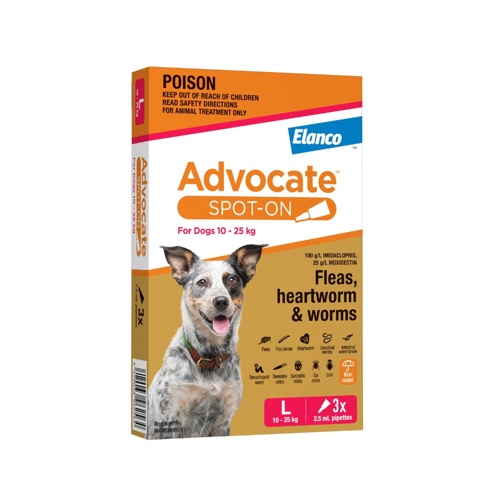 Advocate Red Spot-On Flea & Worming Treatment 10-25kg Dog