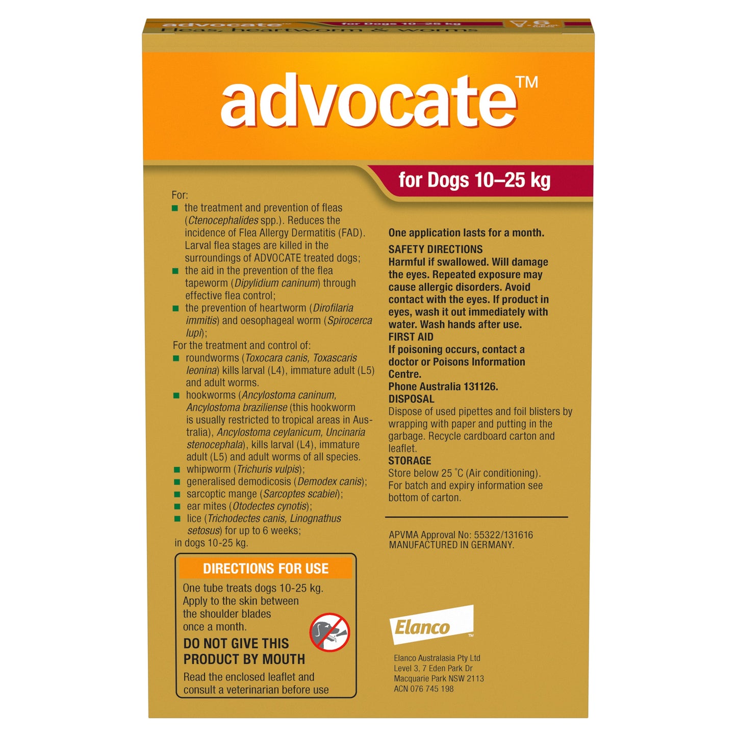 Advocate Red Spot-On Flea & Worming Treatment 10-25kg Dog