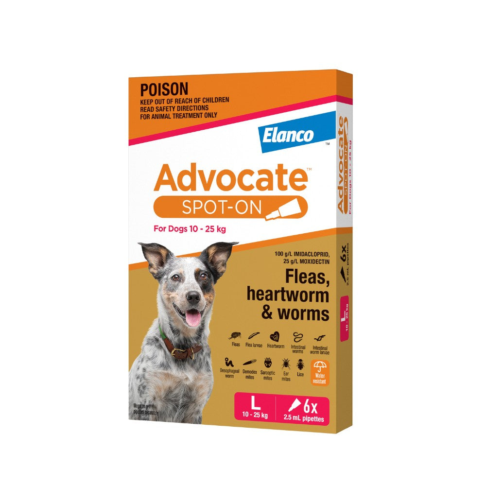 Advocate Red Spot-On Flea & Worming Treatment 10-25kg Dog
