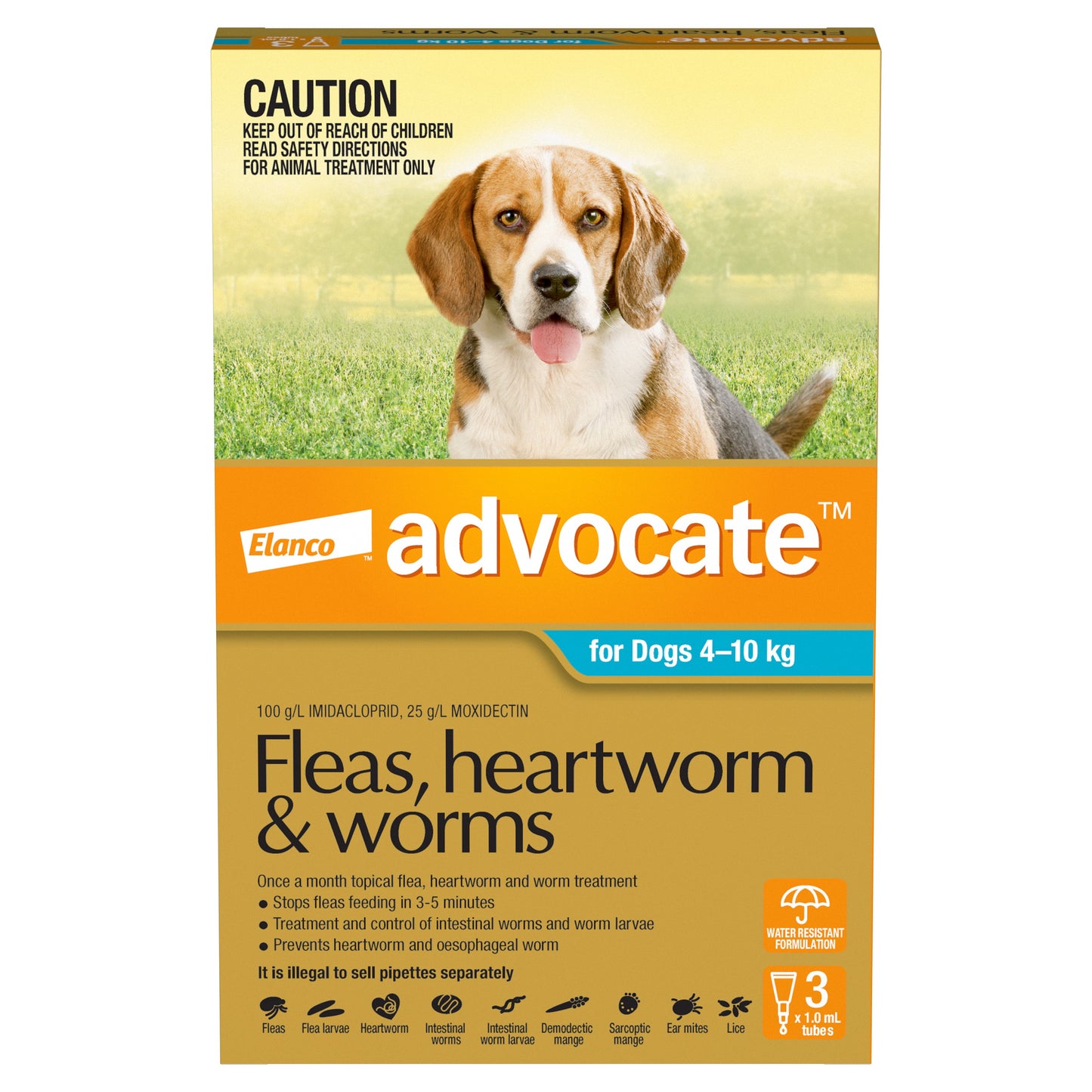 Advocate Aqua Spot-On Flea & Worming Treatment 4-10kg Dog