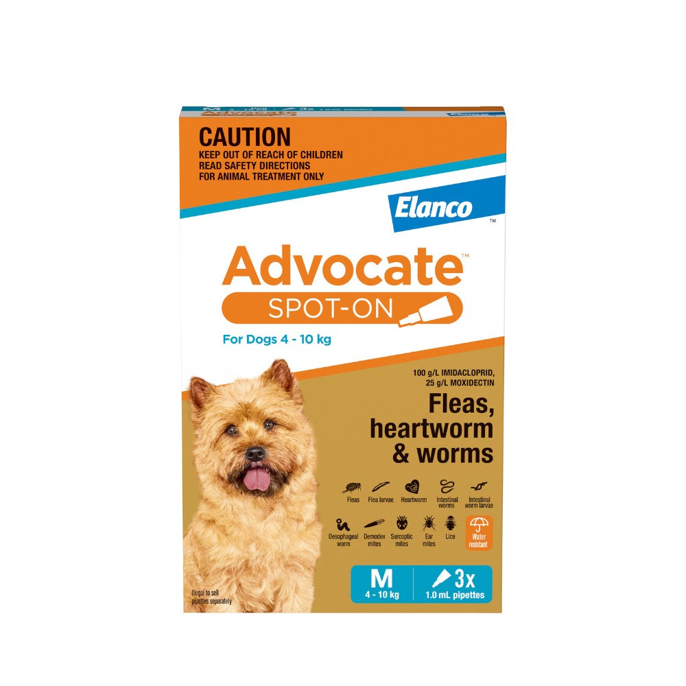 Advocate Medium Breed 4-10kg Flea & Worming Spot-On Dog Treatment