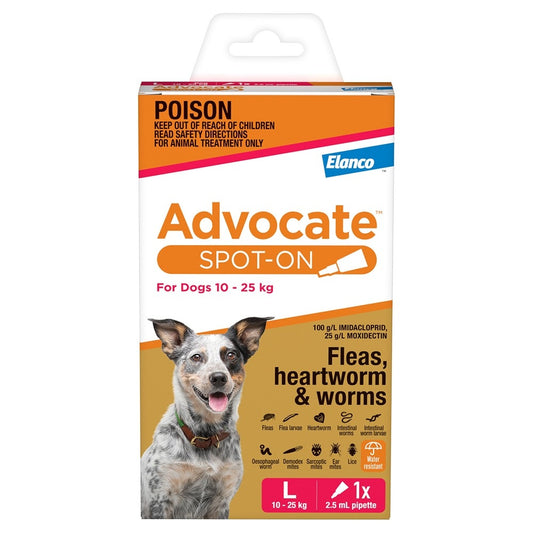 Advocate Red Spot-On Flea & Worming Treatment 10-25kg Dog