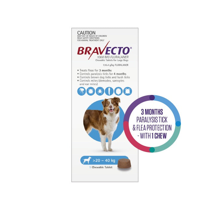 BRAVECTO Flea & Tick Chew Treatment 20-40Kg Dog