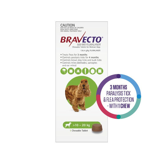 BRAVECTO Flea & Tick Chew Treatment 10-20Kg Dog