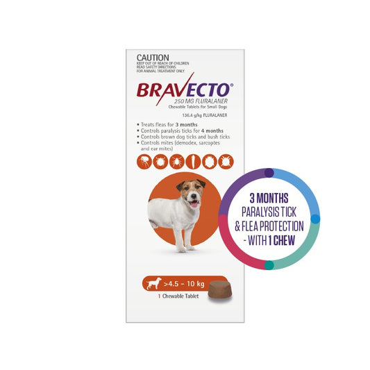 BRAVECTO Flea & Tick Chew Treatment 4.5-10Kg Dog
