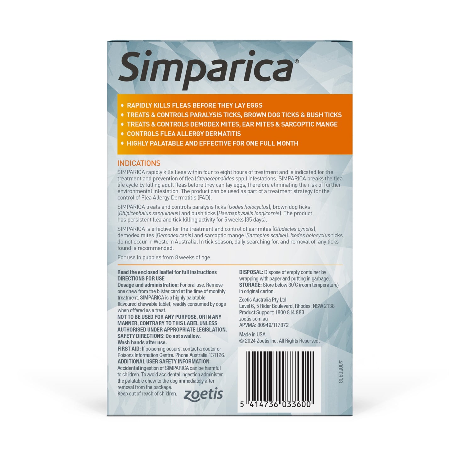 Simparica Small Breed 5.1-10kg Flea, Tick & Worm Dog Chews