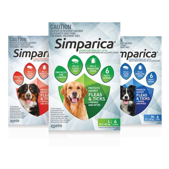 Simparica Flea, Tick & Mite Treatment 10.1-20kg Dog