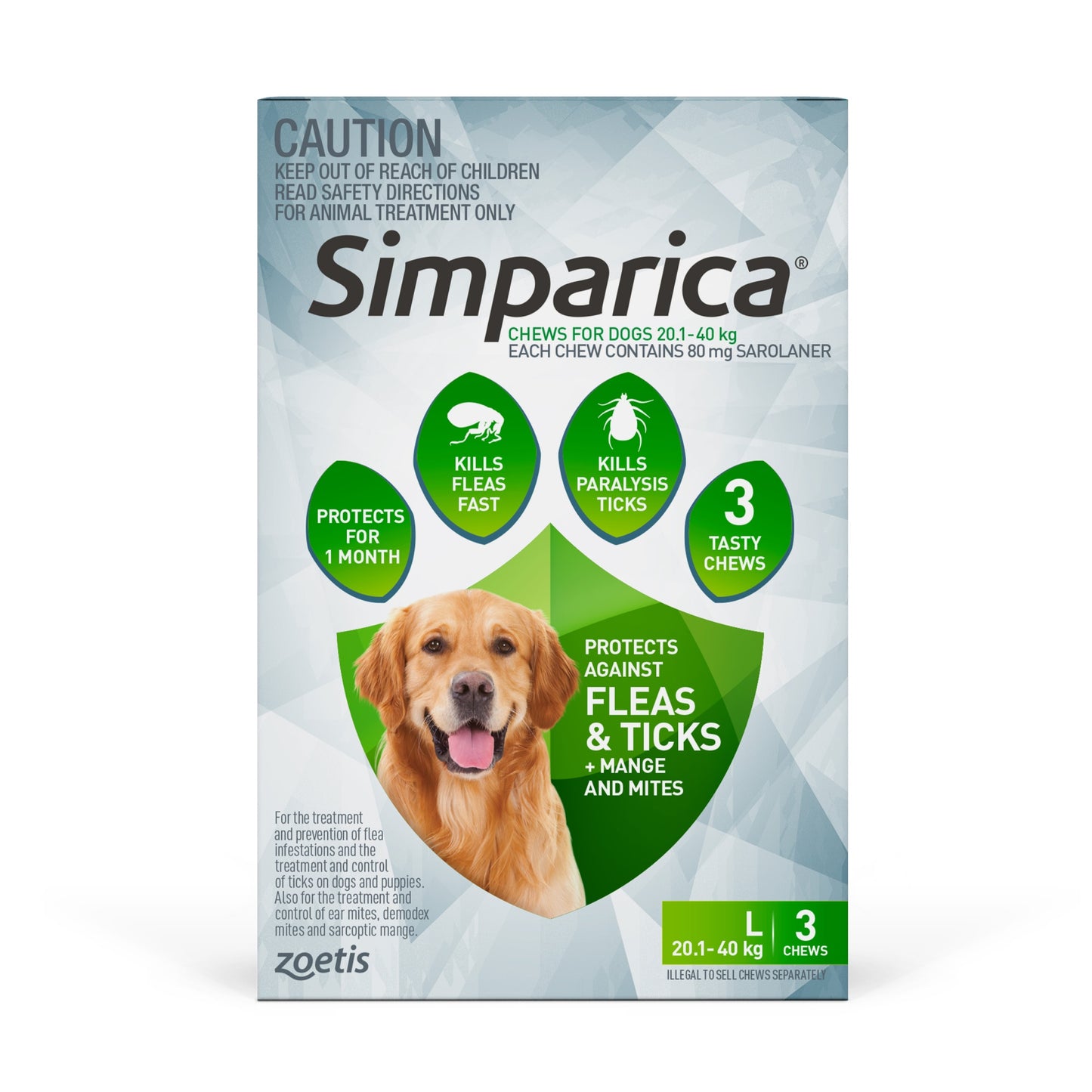 Simparica Large Breed 20.1-40kg Flea, Tick & Worm Dog Chews