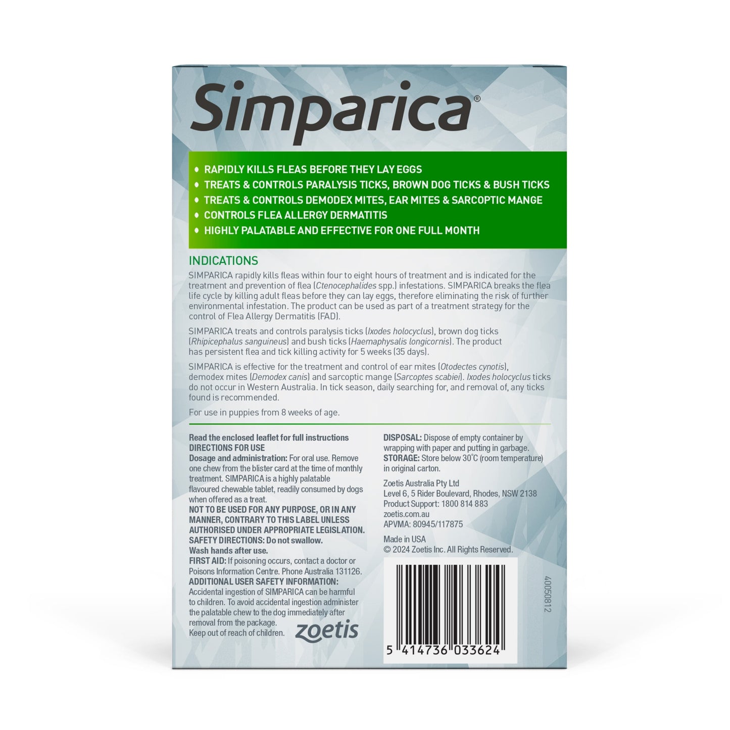 Simparica Large Breed 20.1-40kg Flea, Tick & Worm Dog Chews