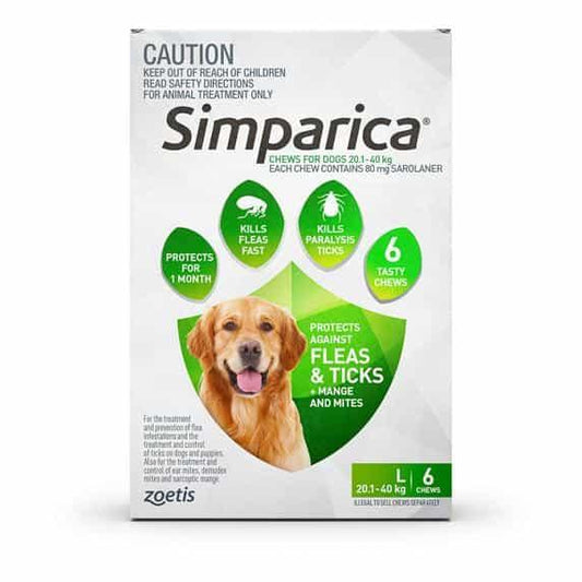 Simparica Flea, Tick & Mite Treatment 20.1-40kg Dog