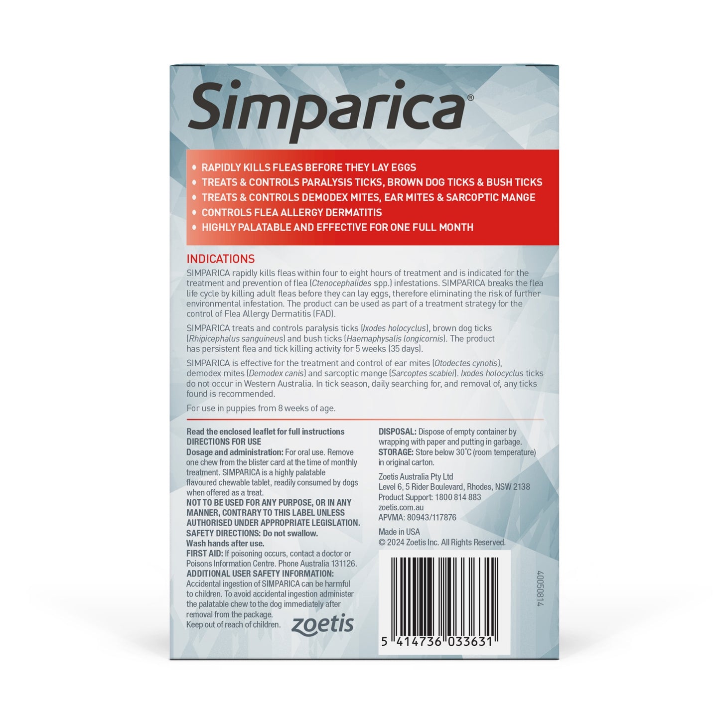 Simparica Extra Large Breed 40.1-60kg Flea, Tick & Worm Dog Chews