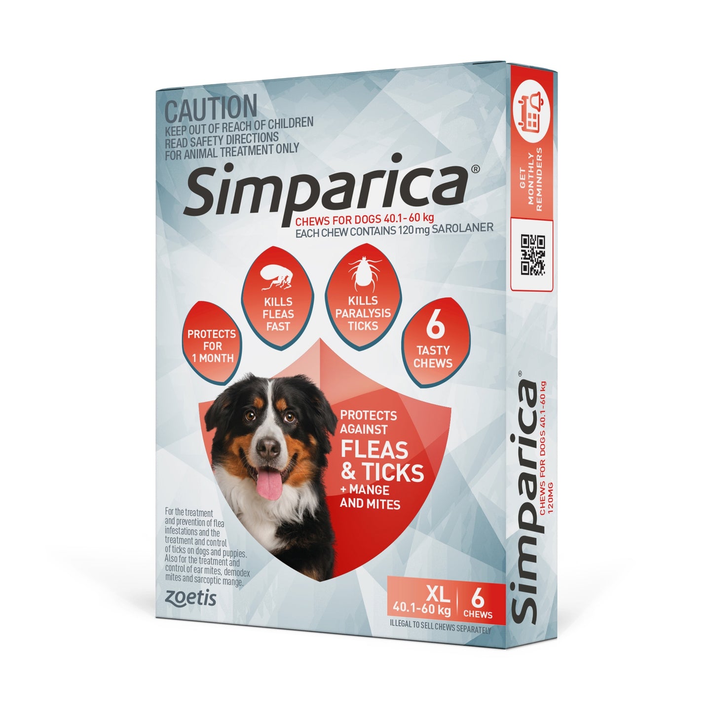 Simparica Extra Large Breed 40.1-60kg Flea, Tick & Worm Dog Chews