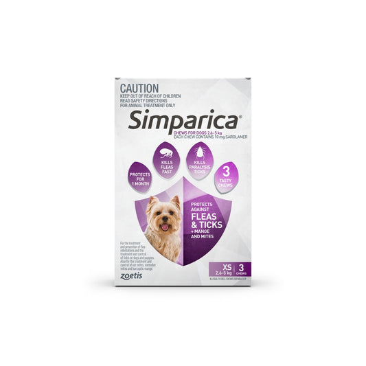 Simparica Extra Small Breed 2.6-5kg Flea, Tick & Worming Dog Chew
