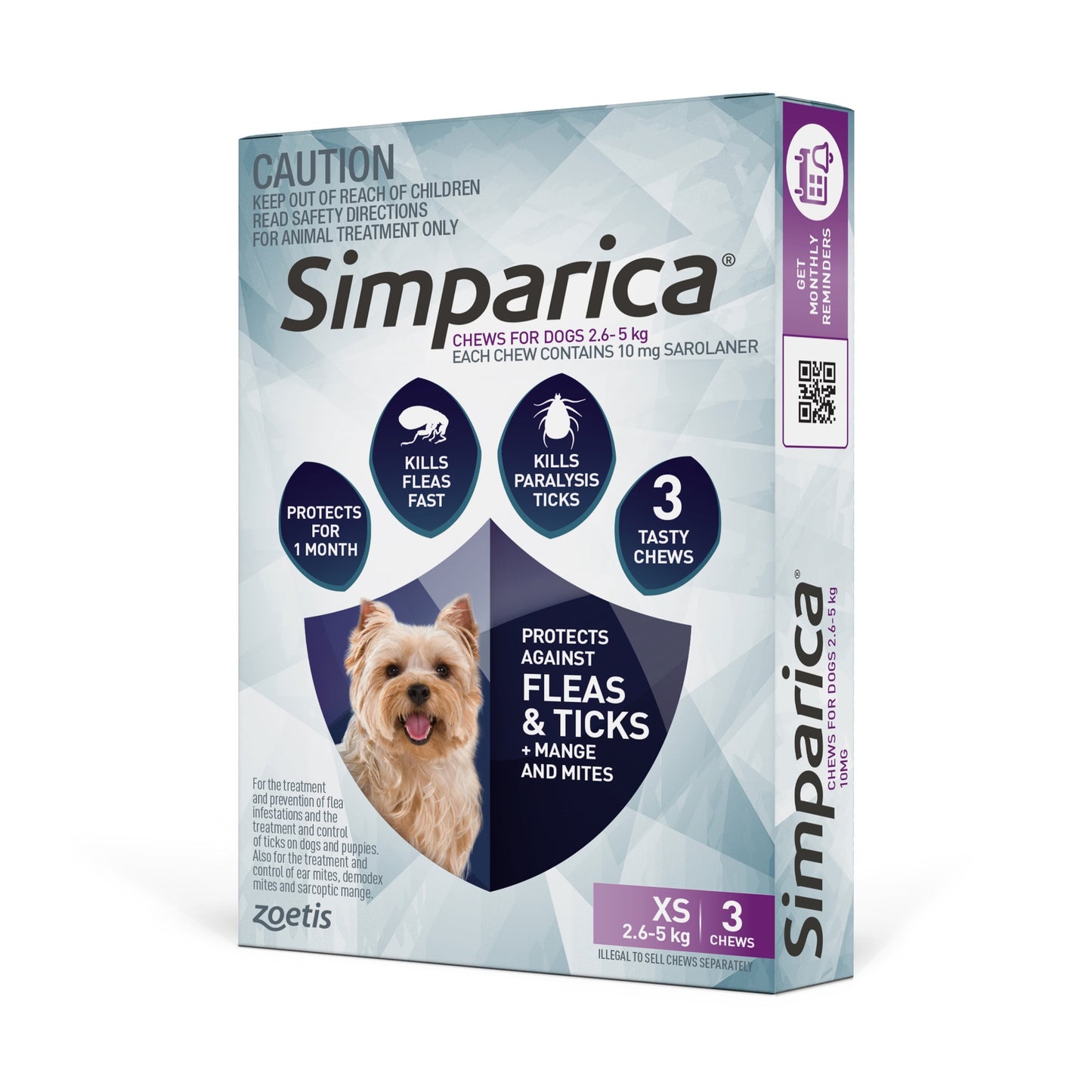Simparica Extra Small Breed 2.6-5kg Flea, Tick & Worm Dog Chews
