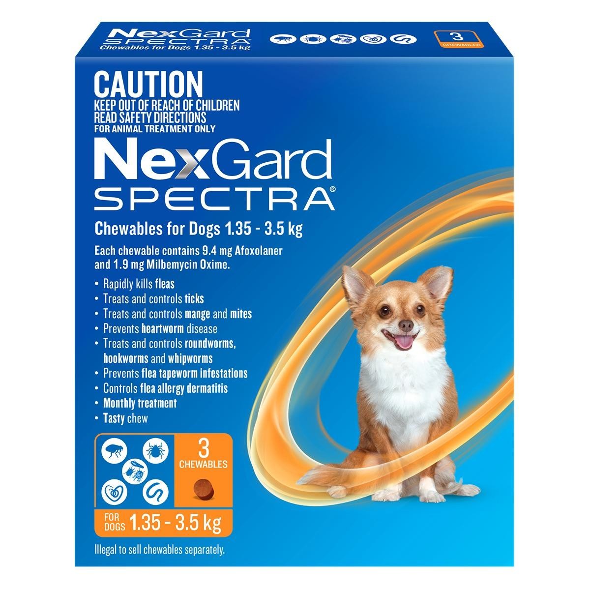 NexGard Spectra Extra Small Breed 1.35-3.5kg Flea, Tick & Worming Dog Chews