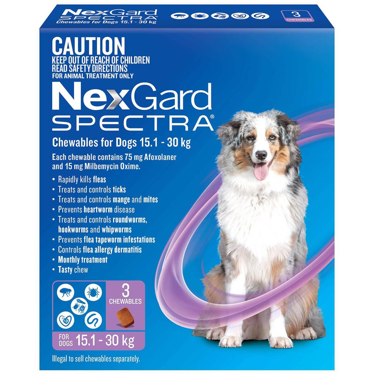 NexGard Spectra Large Breed 15.1-30kg Flea, Tick & Worming Dog Chews