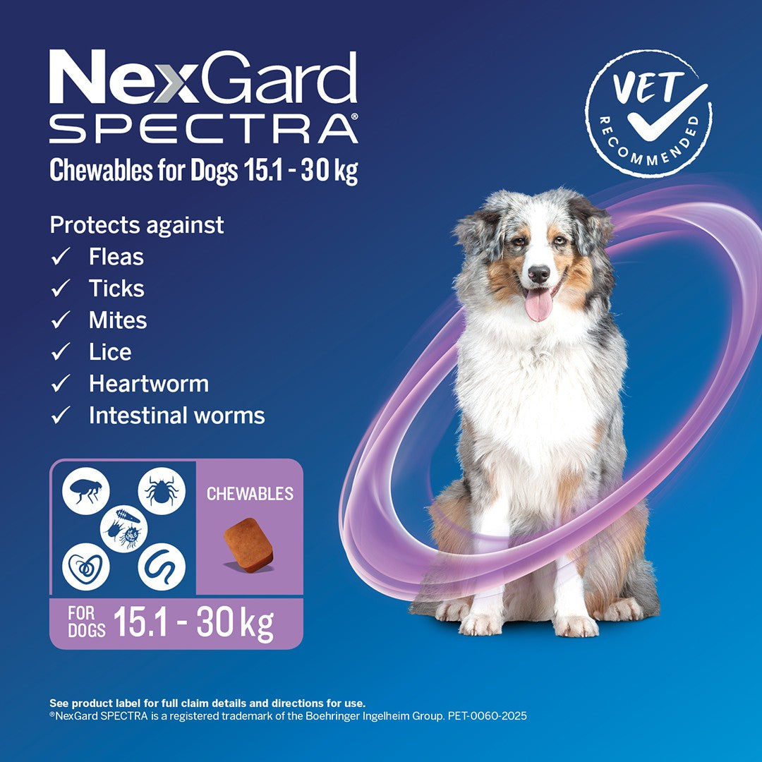NexGard Spectra Large Breed 15.1-30kg Flea, Tick & Worming Dog Chews