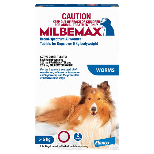 Milbemax Allwormer >5kg Dog 2 Pack