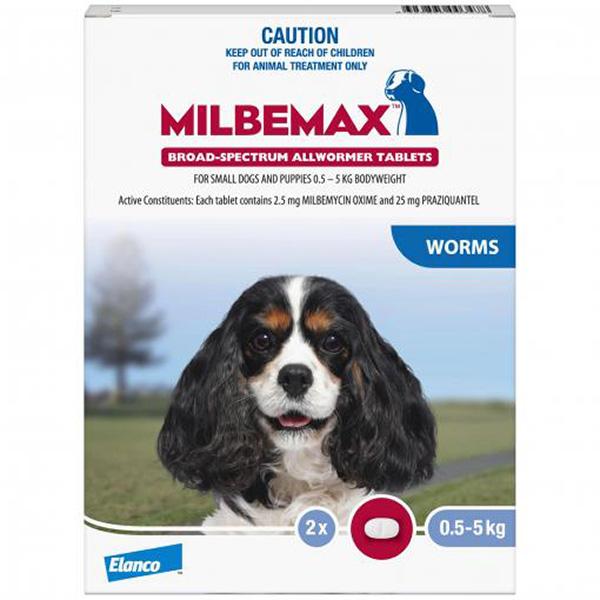 Milbemax Allwormer <5kg Dog 2pk