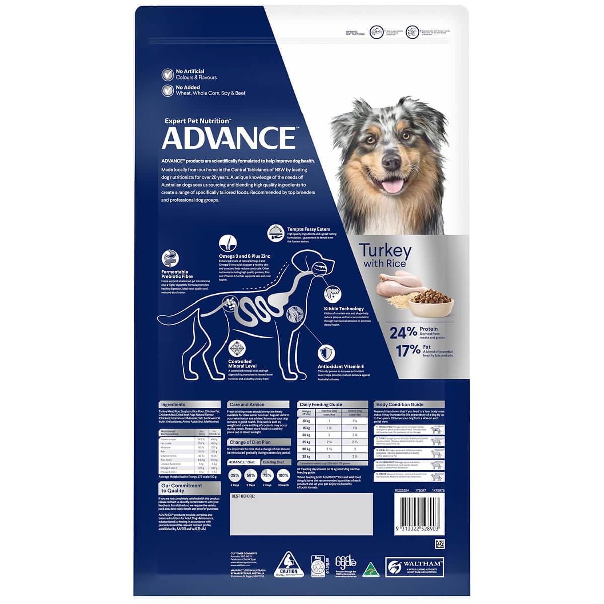 Advance Adult All Breed Turkey and Rice Dry Dog Food
