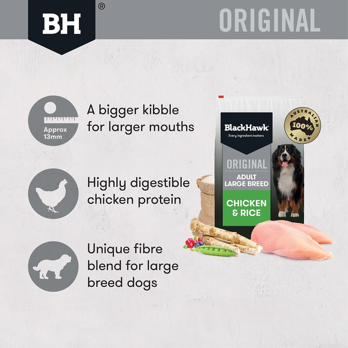 Black Hawk Large Breed Adult Chicken & Rice Dry Dog Food 20kg