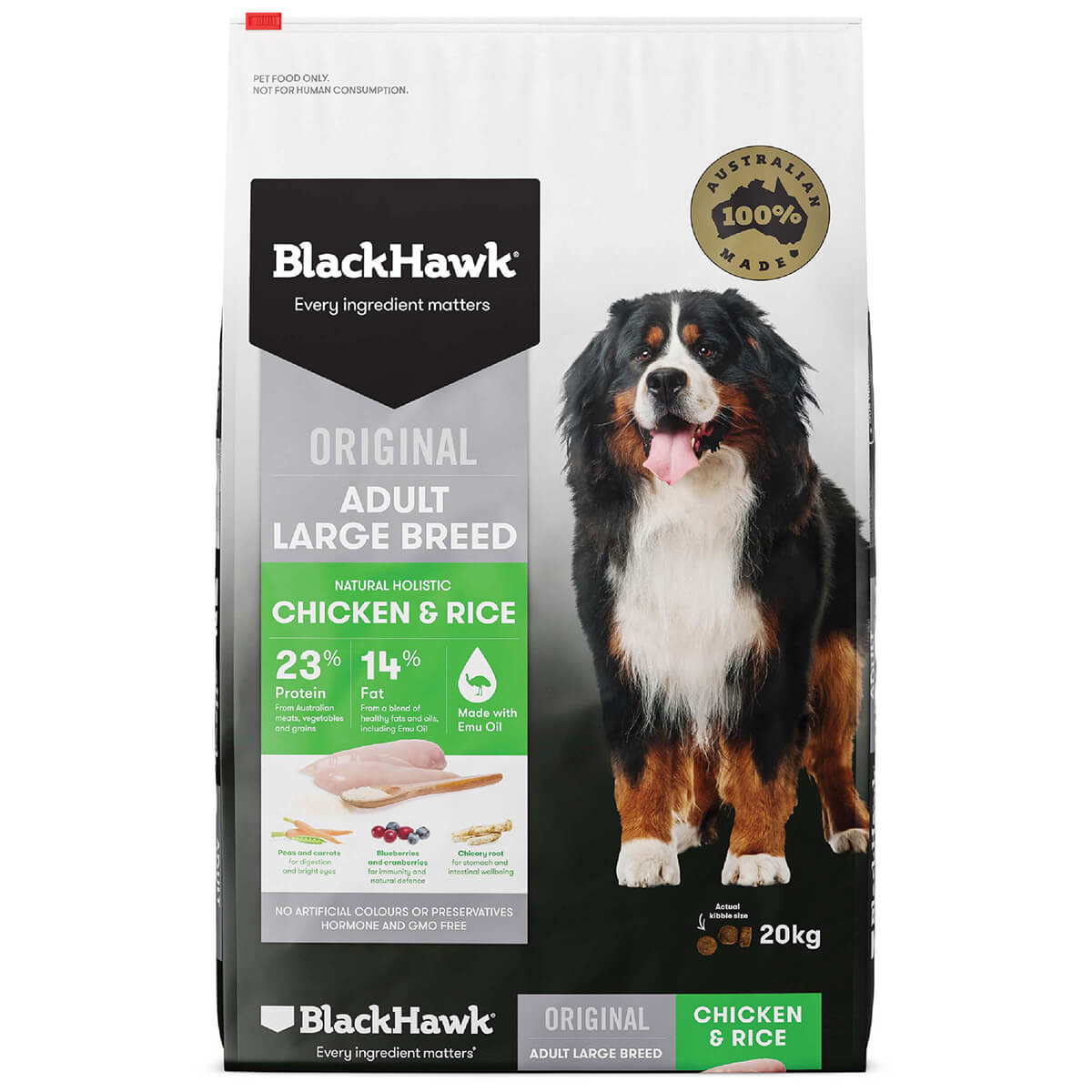 Black Hawk Large Breed Adult Chicken & Rice Dry Dog Food 20kg