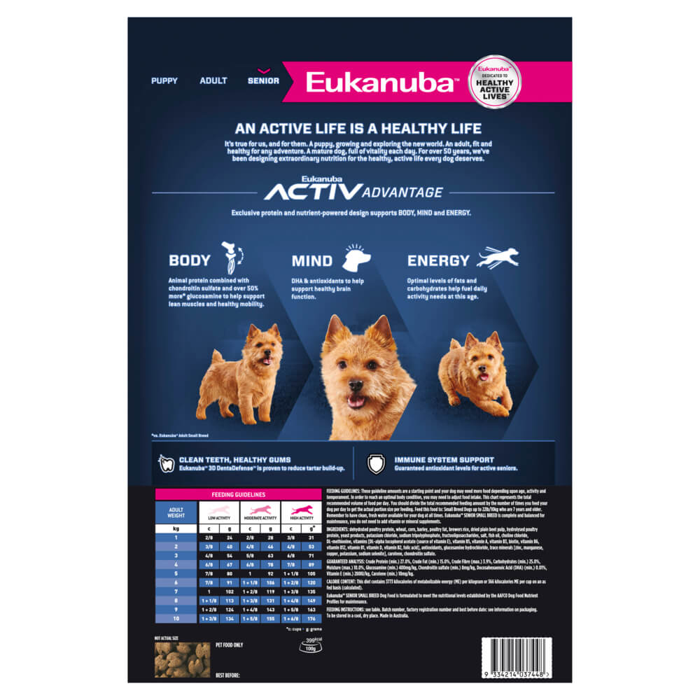 Eukanuba Small Breed Senior Chicken Dry Dog Food 3kg