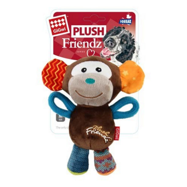 GIGWI Plush Friendz Multi Colour Monkey Dog Toy