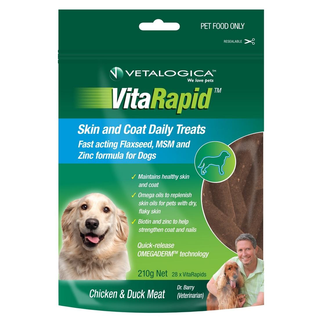 Vitarapid Chicken Skin & Coat Dog Treats 210G