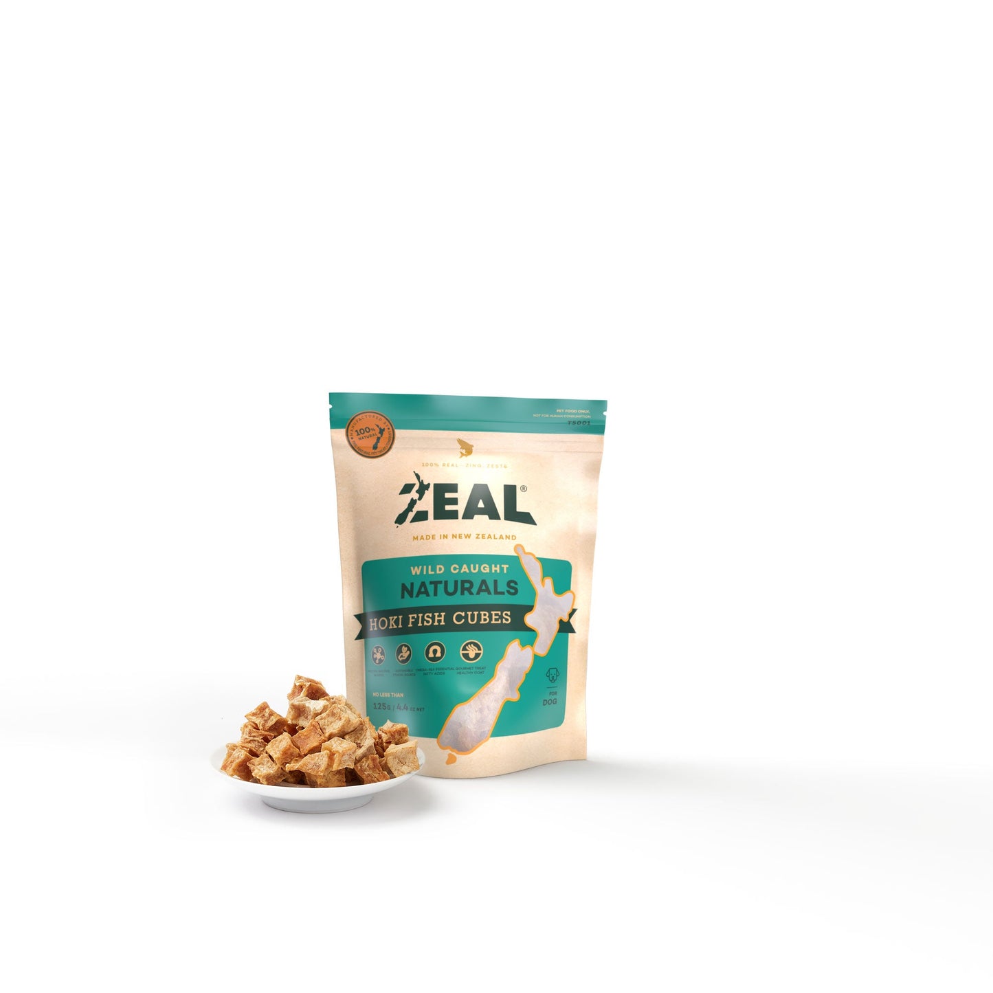 Zeal Free Range Naturals Hoki Fish Cubes Dog Treats 125g