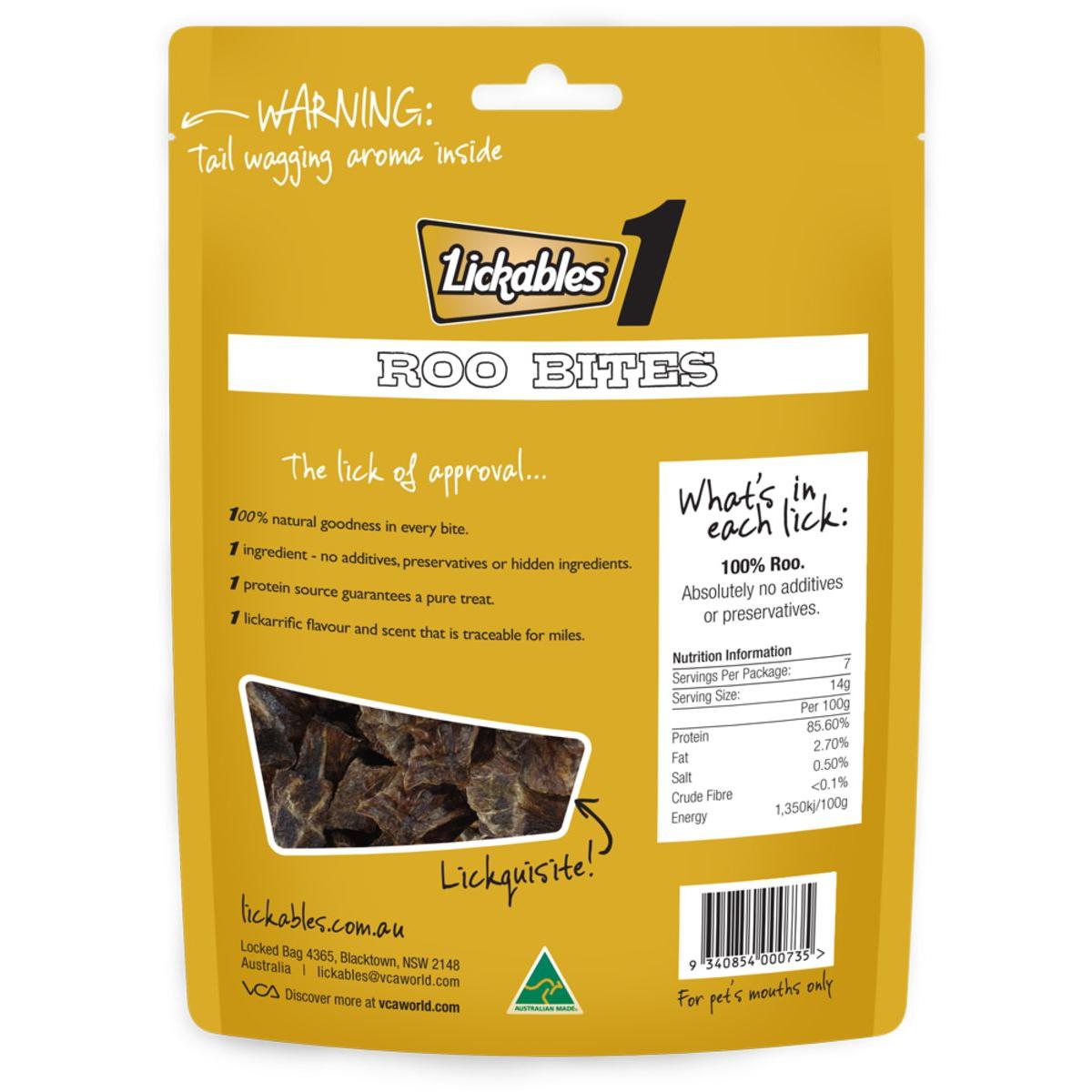 Lickables 1 Roo Bites Dog Treats 100g