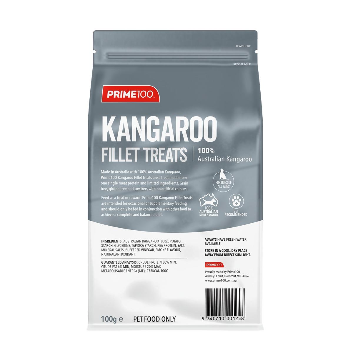 Prime100 Kangaroo Fillet Dog Treats 100G