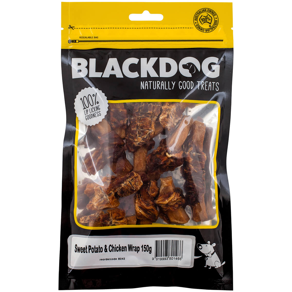 Black Dog Sweet Potato & Chicken Wrap Dog Treats 150G