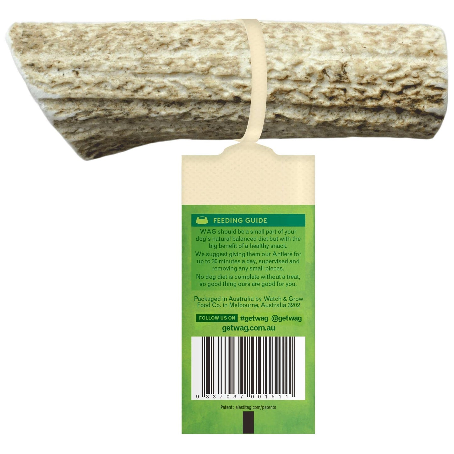 WAG Naturally Shed Split Deer Antler Long Lasting Dog Treat