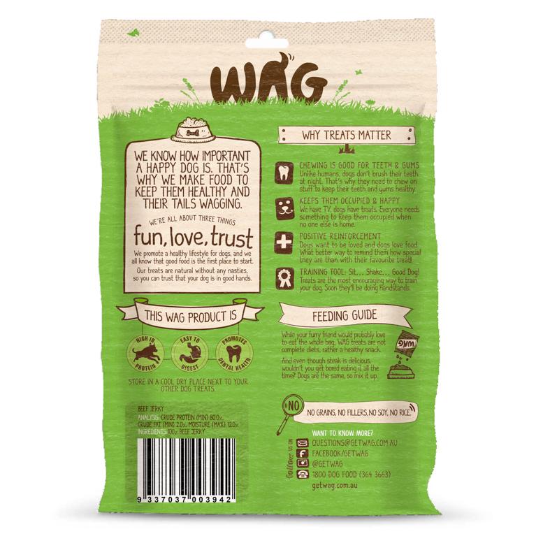 WAG Beef Jerky Dog Treats 200g